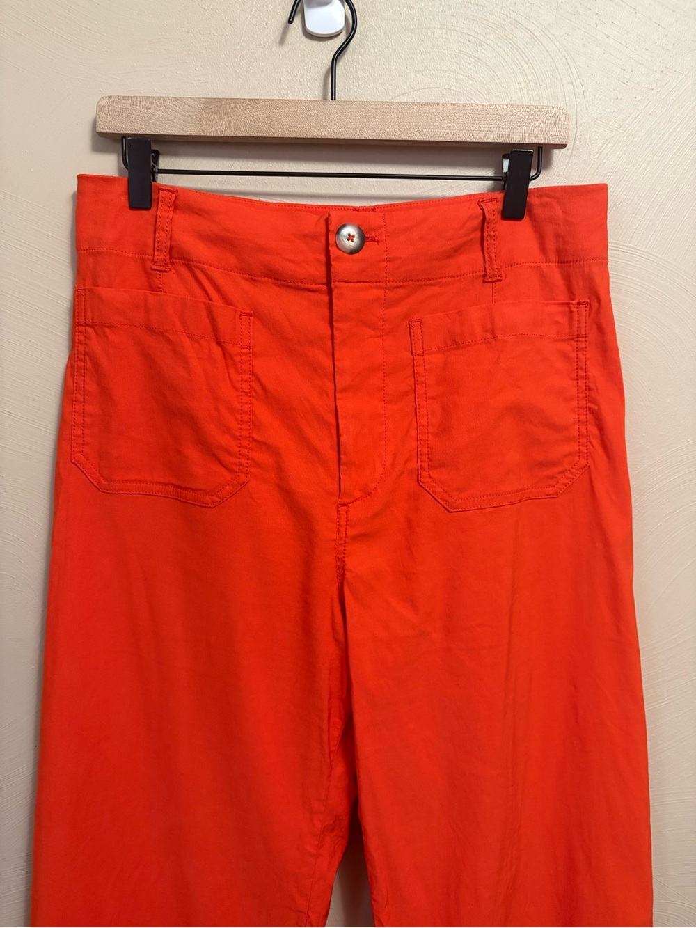 Anthropologie Maeve The Colette Cropped Wide-Leg Trousers Orange Red Size 31 - Picture 6 of 13